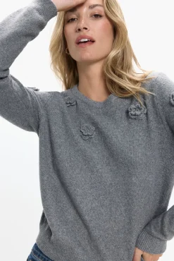 Vero Moda Camisolas-Camisola de malha com gola redonda Cinzento