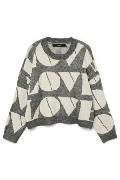 Vero Moda Camisolas-Camisola de malha com gola redonda Cinzento