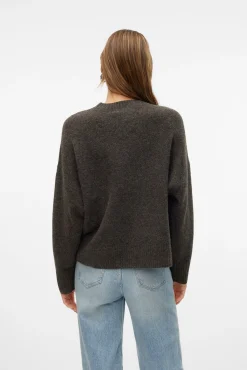 Vero Moda Camisolas-Camisola de malha com gola redonda Castanho