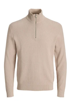 Jack & Jones Camisolas-Camisola de malha com gola com fecho-éclair Tostado