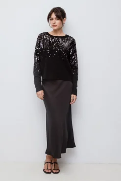 Vila Camisolas-Camisola de malha com malha Preto