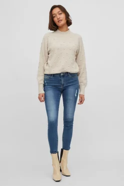 Vila Camisolas-Camisola de malha com malha Tostado