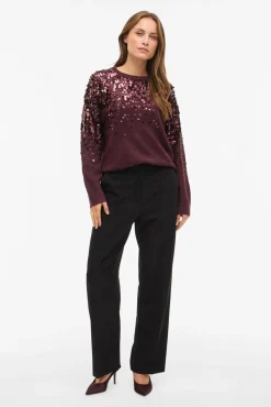 Vila Camisolas-Camisola de malha com malha Roxo