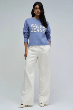Salsa Jeans Camisolas-Camisola de malha com marca Azul