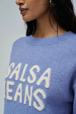 Salsa Jeans Camisolas-Camisola de malha com marca Azul