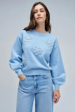 Salsa Jeans Camisolas-Camisola de malha com pérolas Azul