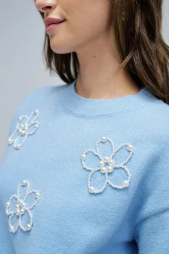 Salsa Jeans Camisolas-Camisola de malha com pérolas Azul