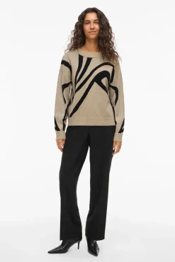 Vila Camisolas-Camisola de malha com viscose Tostado