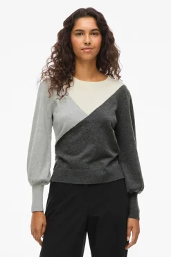 Vila Camisolas-Camisola de malha com viscose Cinzento