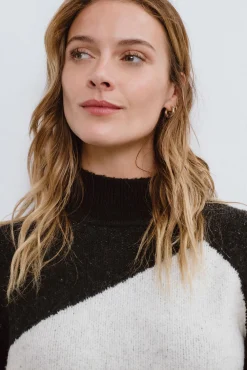 Vila Camisolas-Camisola de malha cor block Preto