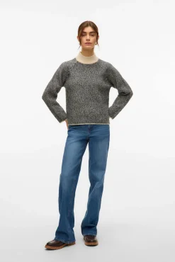 Vero Moda Camisolas-Camisola de malha de gola malha Cinzento