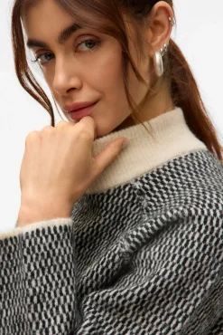 Vero Moda Camisolas-Camisola de malha de gola malha Cinzento