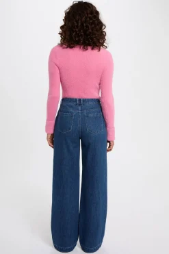 Morgan Camisolas-Camisola de malha de manga malha Subiu