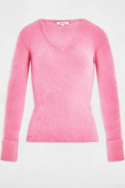 Morgan Camisolas-Camisola de malha de manga malha Subiu