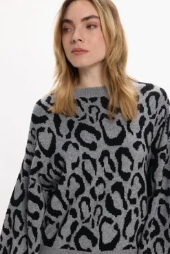 Vila Camisolas-Camisola de malha de viscose estampado Cinzento