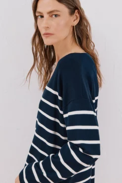 Cortefiel Camisolas-Camisola de malha decote bico Azul