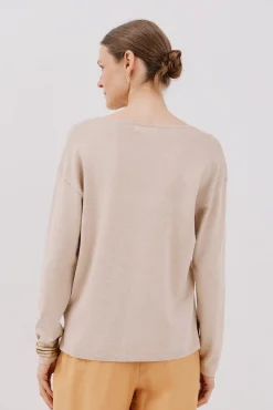 Cortefiel Camisolas-Camisola de malha decote bico Tostado