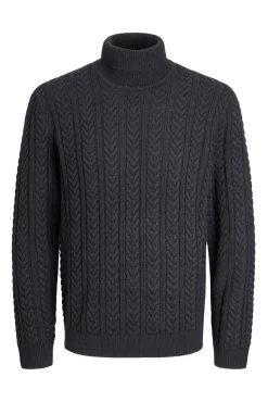 Jack & Jones Camisolas-Camisola de malha gola em tricô trançado Azul