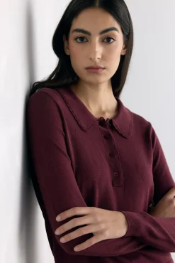 Pedro del Hierro Camisolas-Camisola de malha gola polo Bordeaux