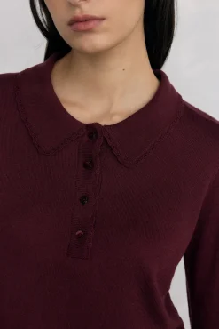 Pedro del Hierro Camisolas-Camisola de malha gola polo Bordeaux