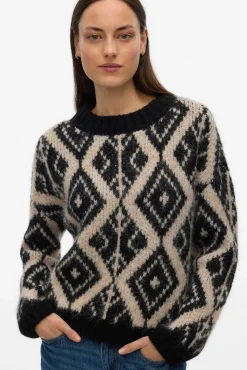 Vero Moda Camisolas-Camisola de malha grossa com estampado Preto