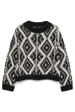 Vero Moda Camisolas-Camisola de malha grossa com estampado Preto