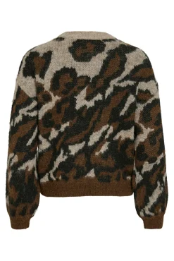 Vila Camisolas-Camisola de malha jacquard com lã Castanho