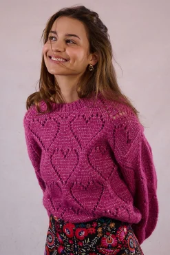 Molly Bracken Camisolas-Camisola de malha malha de manga comprida com corações Roxo