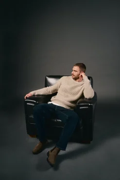 OOTO Camisolas-Camisola de malha pérola de lã Tostado