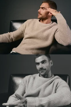 OOTO Camisolas-Camisola de malha pérola de lã Tostado