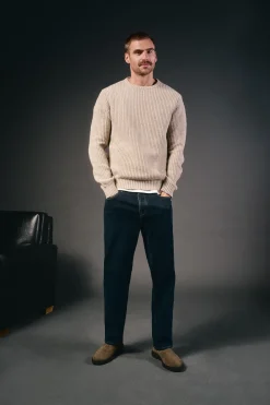 OOTO Camisolas-Camisola de malha pérola de lã Tostado