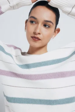 Springfield Camisolas-Camisola de malha riscas lúrex bege