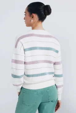 Springfield Camisolas-Camisola de malha riscas lúrex bege