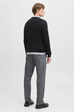 Jack & Jones Camisolas-Camisola de malha trançado preto