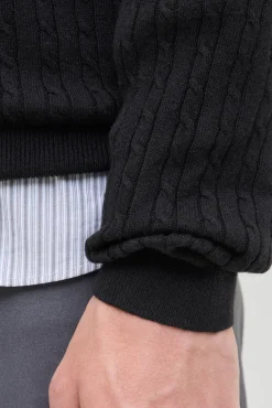 Jack & Jones Camisolas-Camisola de malha trançado preto