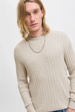 Jack & Jones Camisolas-Camisola de malha trançado cinzento