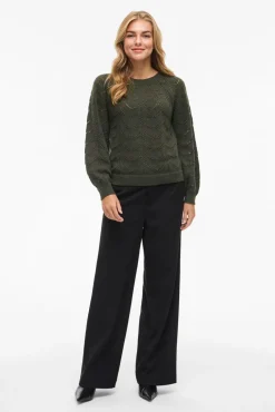 Vila Camisolas-Camisola de malha vazada Verde