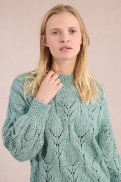 Molly Bracken Camisolas-Camisola de malha vazada de manga malha Azul