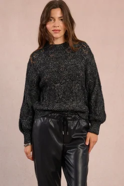 Molly Bracken Camisolas-Camisola de malha vazada de manga malha Preto