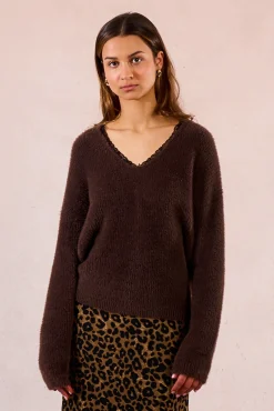 Molly Bracken Camisolas-Camisola de manga comprida com renda em renda Castanho