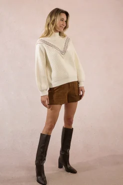 Molly Bracken Camisolas-Camisola de manga comprida com detalhe bordado Ecru