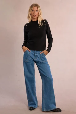 Molly Bracken Camisolas-Camisola de manga comprida com detalhe de miçangas Preto