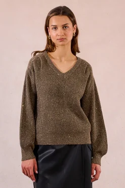 Molly Bracken Camisolas-Camisola de manga comprida com detalhe de miçangas Castanho