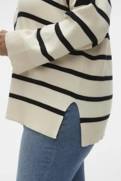 Vero Moda Curve Camisolas-Camisola de manga comprida e gola em bico Curve Tostado