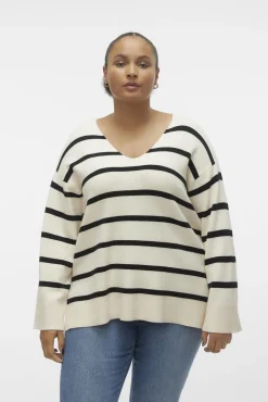 Vero Moda Curve Camisolas-Camisola de manga comprida e gola em bico Curve Tostado