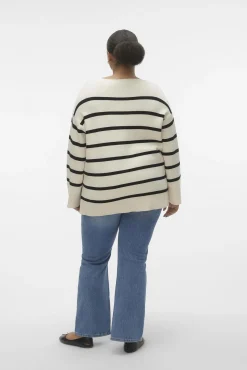 Vero Moda Curve Camisolas-Camisola de manga comprida e gola em bico Curve Tostado