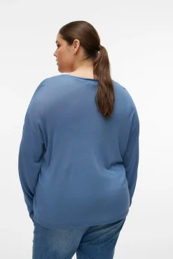 Vero Moda Curve Camisolas-Camisola de manga comprida e gola em bico Curve Azul