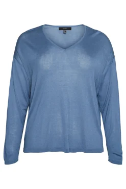 Vero Moda Curve Camisolas-Camisola de manga comprida e gola em bico Curve Azul