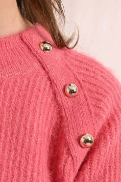 Molly Bracken Camisolas-Camisola de manga comprida com detalhe de botão Vermelho