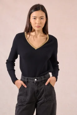 Molly Bracken Camisolas-Camisola de manga comprida com detalhes dourados Preto